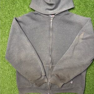 Vintage Y2K Worn in Russell Athletic Gray Full-Zip Hoodie